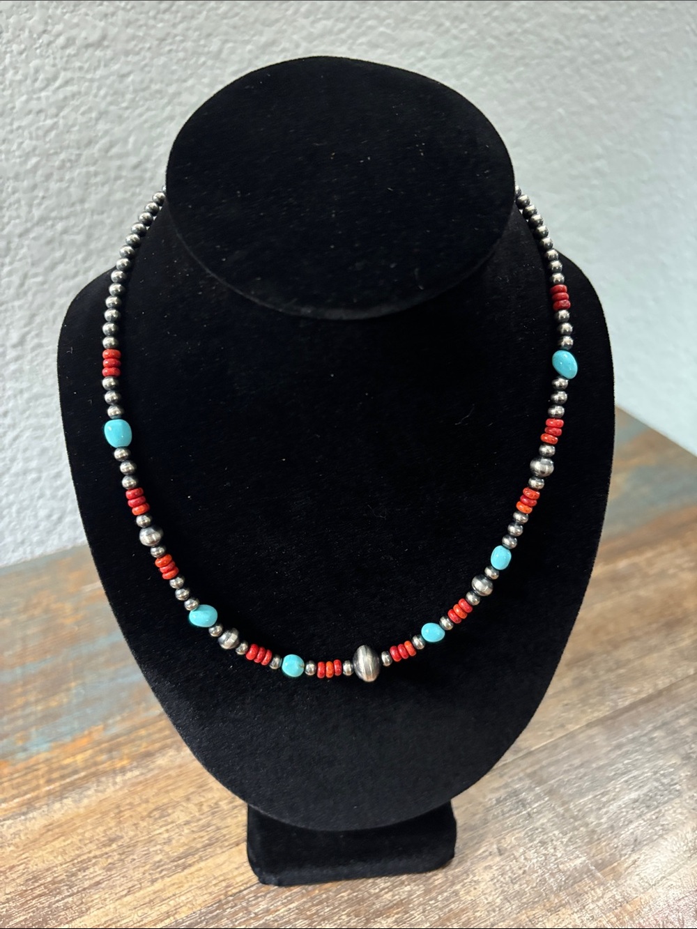 Turquoise and Red Coral Necklace
